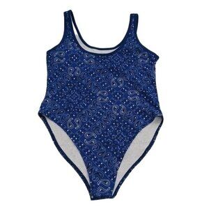 Isaac Morris Womens Medium Bodysuit Blue Bandana Print One Piece Tank Top